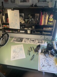 Dan's creative space where his illustrations and art projects come to life.